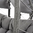 thumbnail image 6 of Double Egg Swing Chair with Stand, 2 Persons Hanging Egg Chair, 600LBS Capacity Indoor Outdoor Wicker Basket Oversized Hammock Chair for Backyard Balcony Bedroom, Gray Wicker+Gray Cushion, 6 of 10