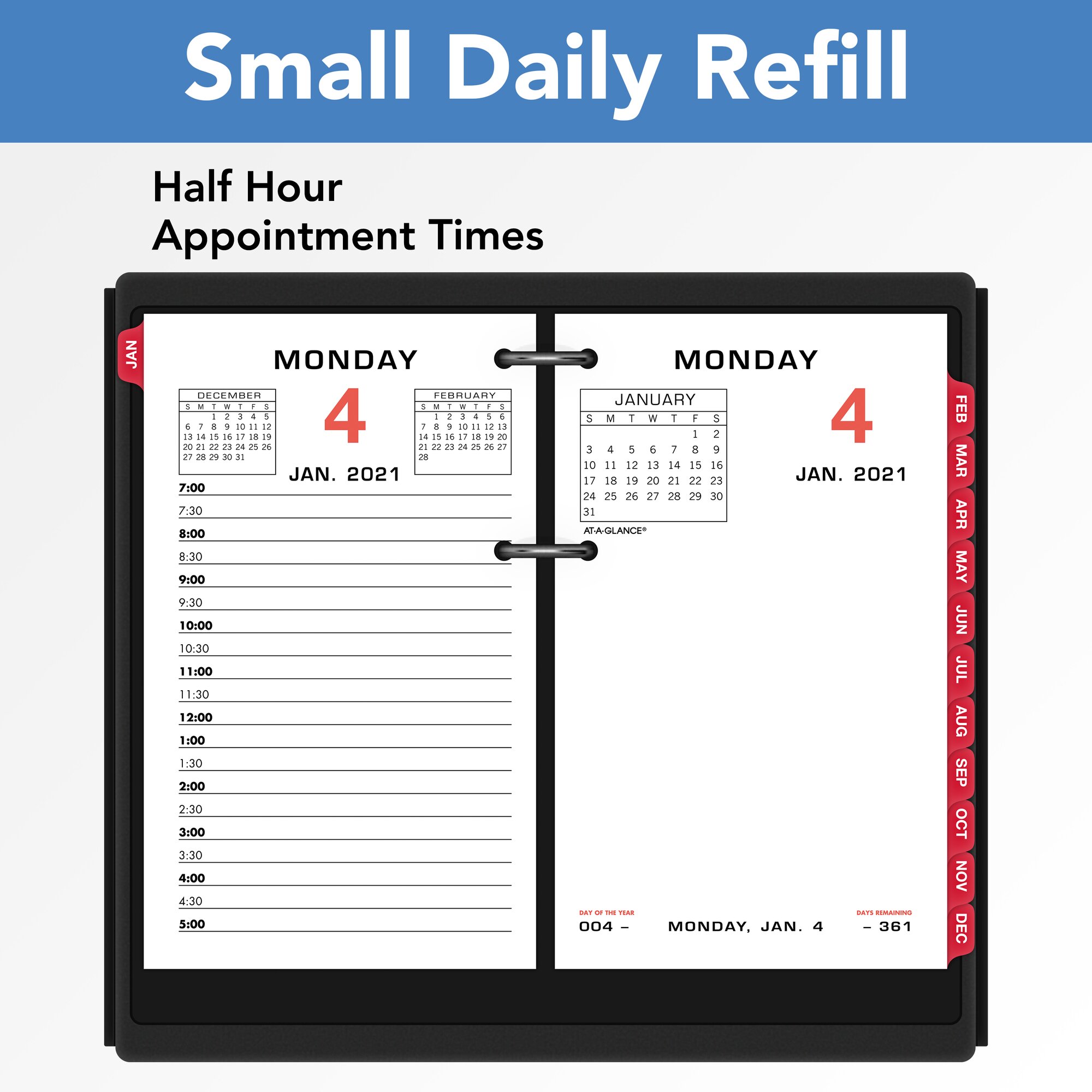 AT-A-GLANCE Daily Desk Calendar Refill, 3 1/2" x 6", January 2021 to December 2021 - E0175021