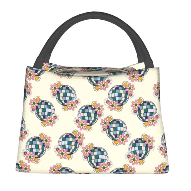 Fotbe 70s Disco Ball Bolsa Térmica Portátil con Estampado, Bolsa de Entrega de Alimentos Aislada, Bolsa Reutilizable de Gran Capacidad para Comidas y Supermercado