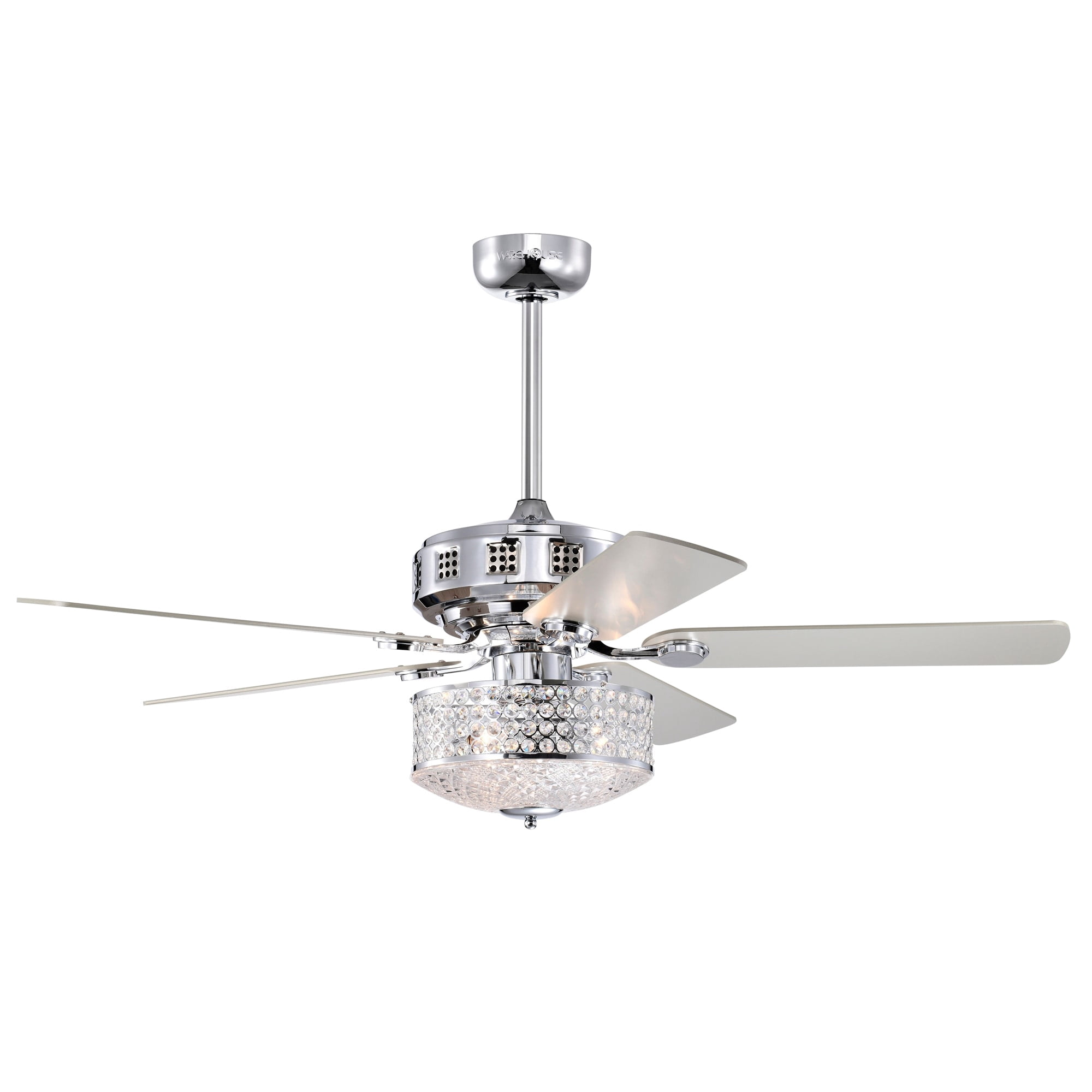 Warehouse of Tiffany AY16Y16CR Callen 52 in. 3-Light Indoor Chrome Finish Ceiling Fan with Light Kit