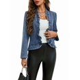 thumbnail image 2 of Chaquetas Vaqueras con Volantes para Mujer, de Larga, Abiertas Al Frente, Abrigo Corto, Chaquetas Vaqueras de Moda Azul L, 2 of 9