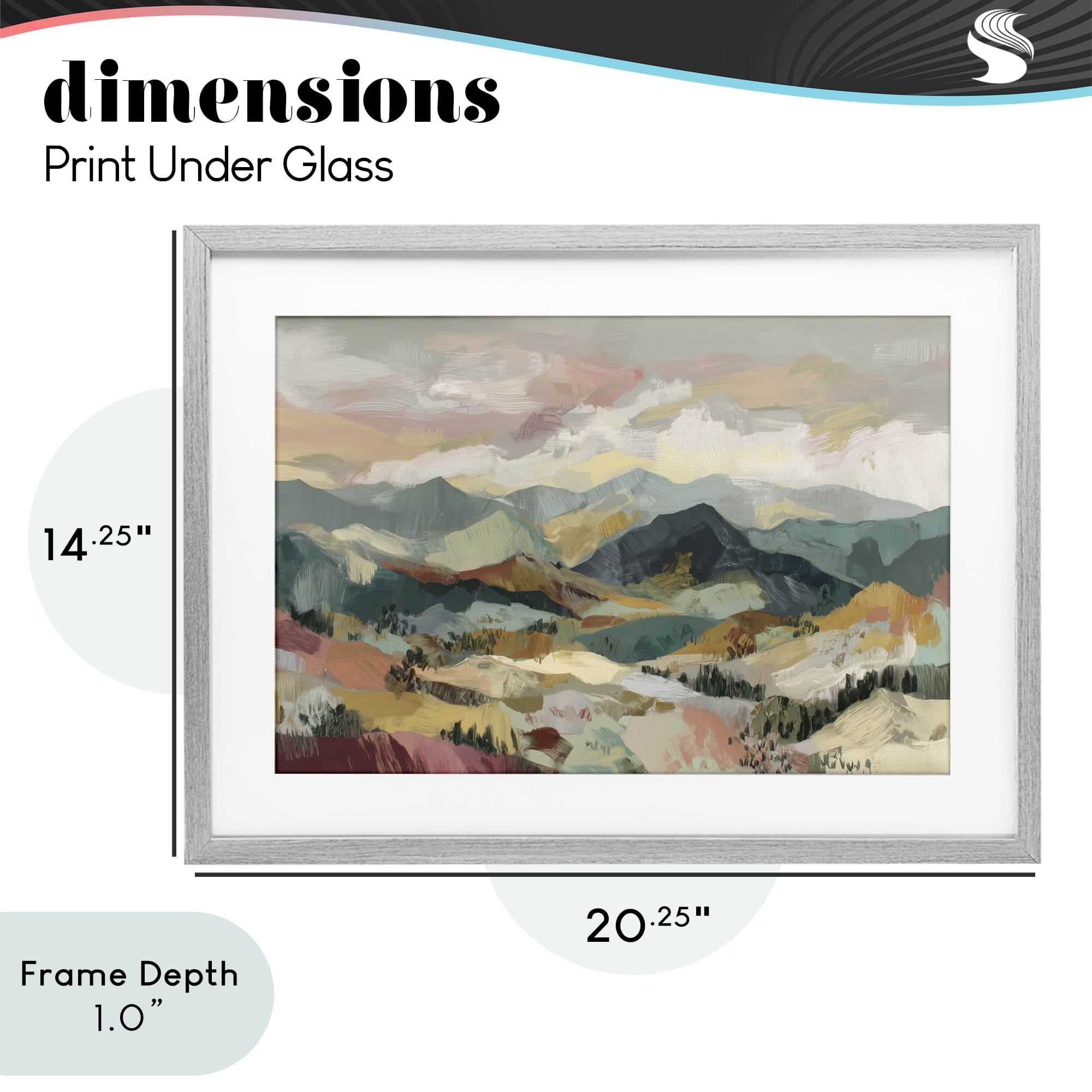 Stupell Industries Mountain Valley Vista Gray Framed Print Under Glass, design by Chromatic Storm Studio