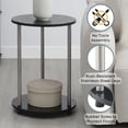 thumbnail image 4 of Convenience Concepts Designs2Go No Tools 2 Tier Round End Table, Black/Chrome, 4 of 7
