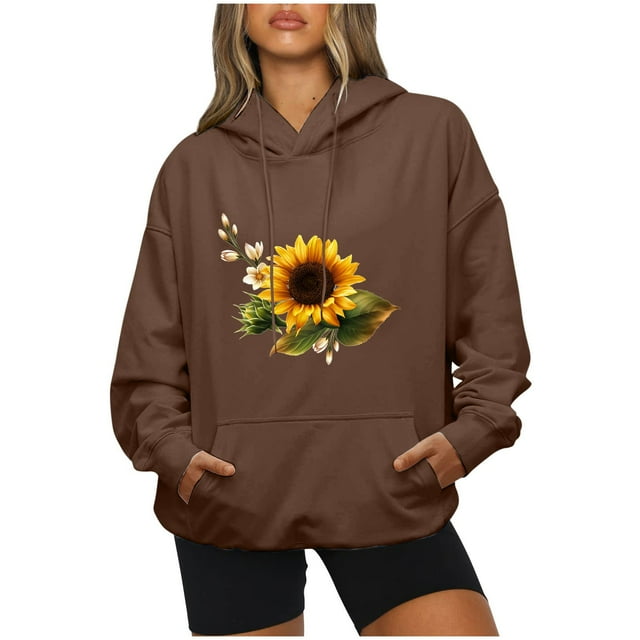 CEHVOM Blouse à Capuche à Manches Longues et Col Rond pour Femmes, Décontractée, Imprimée, Chandail en Molleton, Chemises, Liquidation