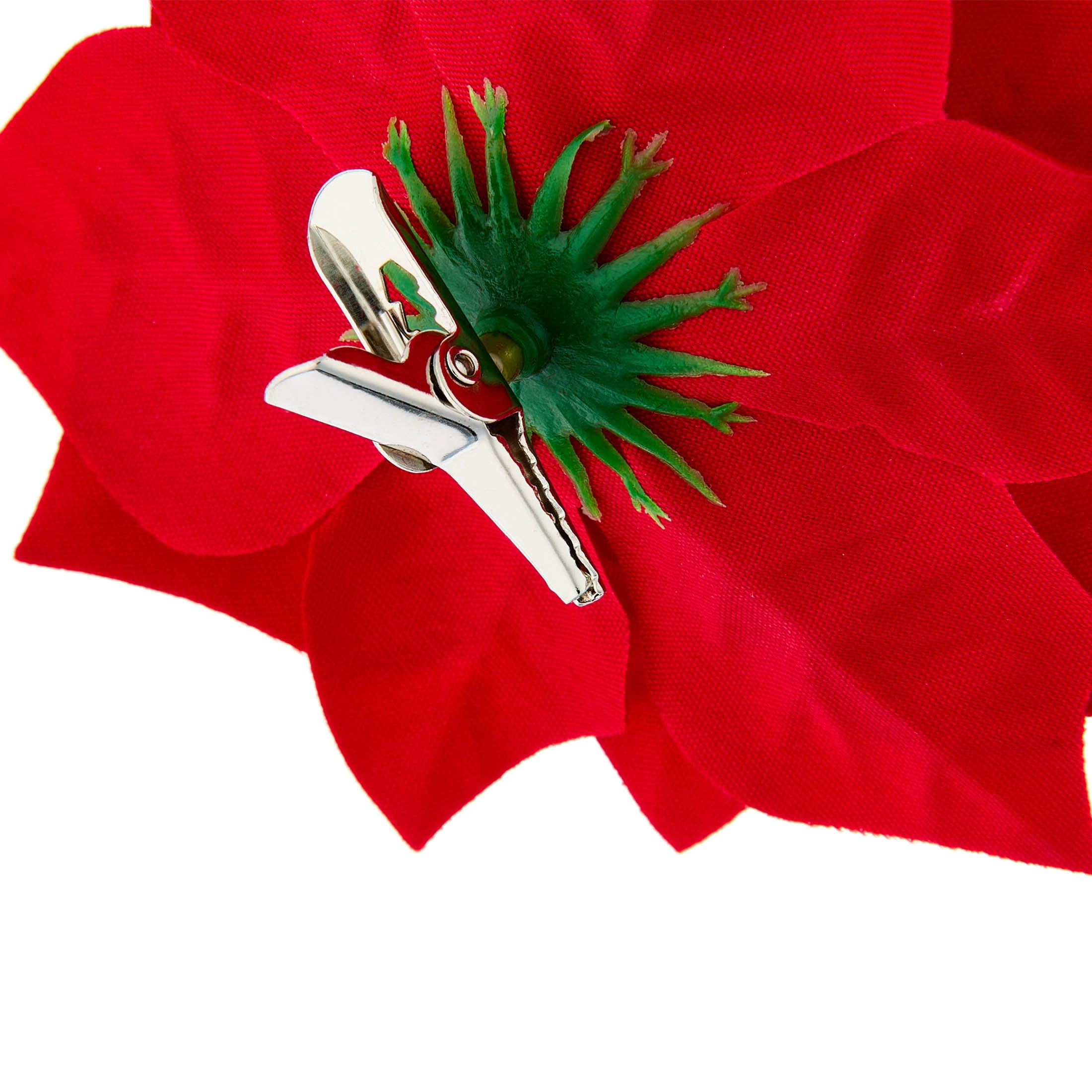 Red Velvet-Feel Poinsettia Mini Christmas Clip Ornament, 4", by Holiday Time