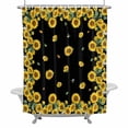 thumbnail image 2 of Farmhouse Vintage Shower Curtain for Bathroom Decor, Sunflowers Floral Botanical Black Background Waterproof Fabric Shower Curtain, 48"x72" Set with 12 Hooks, 2 of 9