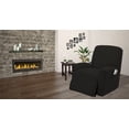 thumbnail image 3 of Golden Linens One piece Stretch Recliner Chair Furniture Slipcovers with Remote Pocket Fit most Recliner Chairs (Black), 3 of 5