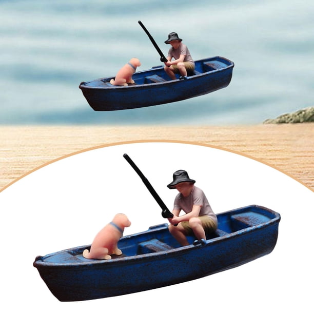 Figura de pesca a escala 1/64, modelo de pequeña, figura de pescador, manualidades de bricolaje, diseño de escena en miniatura, escena novedosa, Estilo A