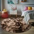 thumbnail image 3 of ZENELESS Fluffy Soft Round Rugs for Teen's Room,7x7ft Non-Slip Tie-dye Brown Circular Carpet for Nursery Room,Reading Nook,Home Decor,Girls Boys Room, 3 of 8