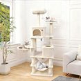 thumbnail image 2 of Gymax 66'' Tall Cat Tree w/2 Condos Sisal Scratching Posts Plush Perch Hammock Basket Beige, 2 of 10