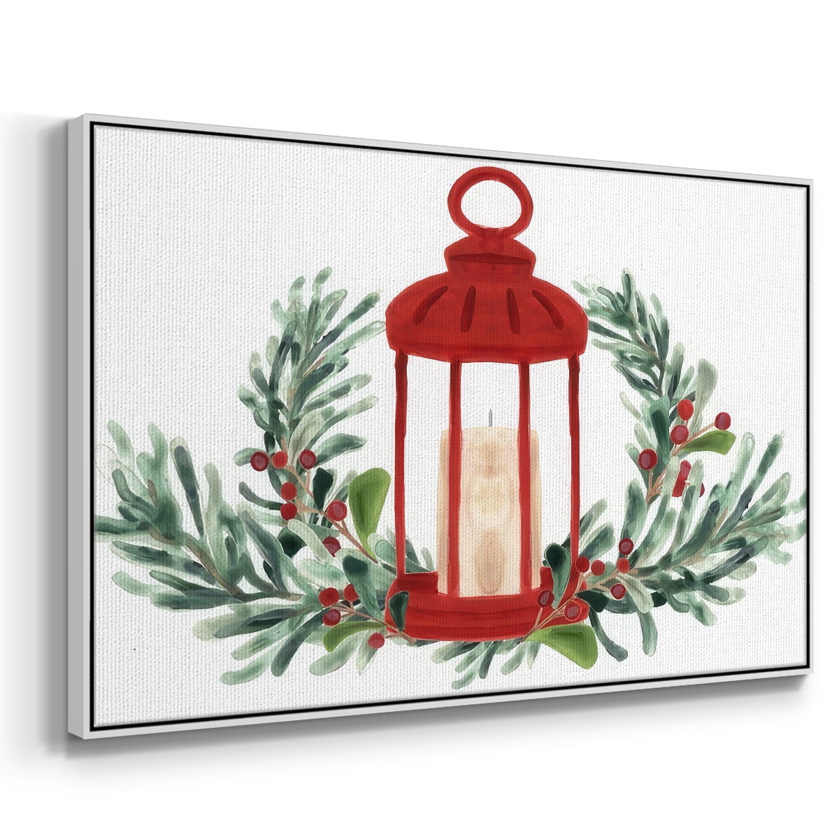 Woodland Holiday Collection A - Framed Gallery Wrapped Holiday Canvas - 37 x 25 - White Frame