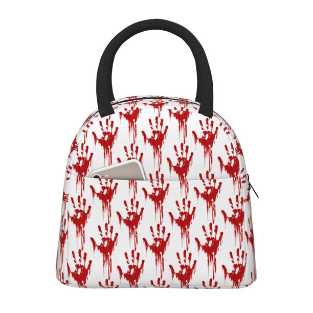 Balery Red Bloody Scary Hands Bolsa de Almuerzo para Mujeres, Caja de Almuerzo, Bolsa de Almuerzo Pequeña Impermeable, Tote de Almuerzo Reutilizable con Gran Capacidad
