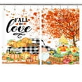 thumbnail image 2 of Fall Kitchen Curtains, Falling Maple Leaves Pumpkin Kitchen Curtain Black White Buffalo Plaid Farm Truck Farmhouse Thanksgiving Window Drapes Curtains, Window Treatment Sets (55X39inch), 2 of 2