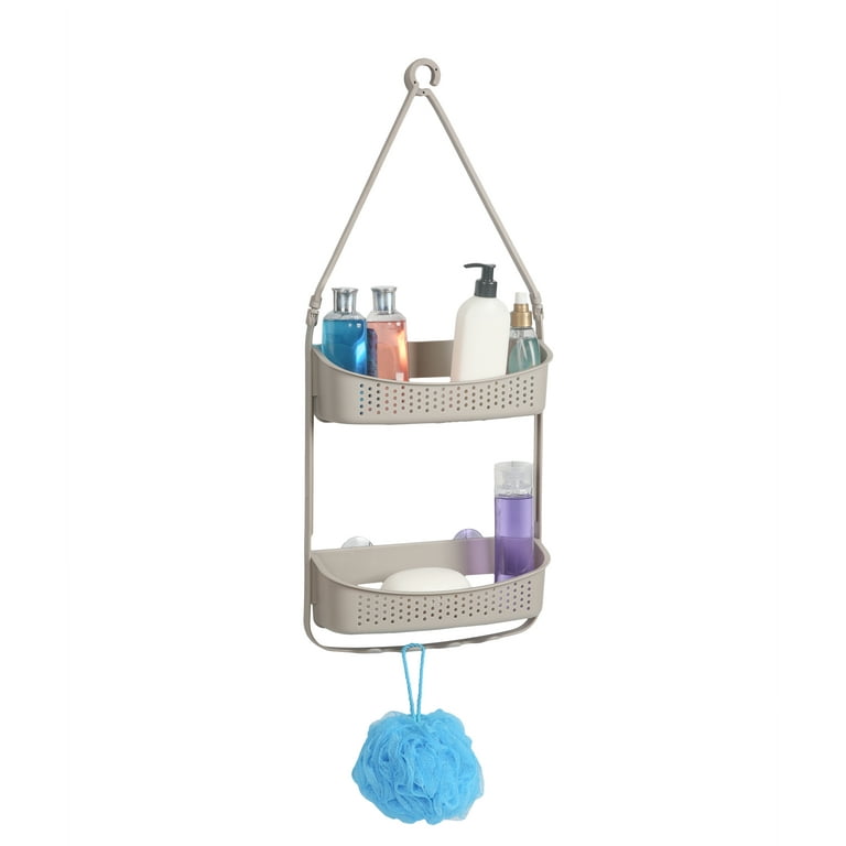 Bath Bliss White Plastic 2-Shelf Hanging Shower Caddy 4.33-in x 12.6-in x  27.17-in