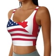 thumbnail image 2 of Fotbe USA Canada Flag Sujetador Deportivo Largo sin Aros para Mujer con Almohadillas y Soporte Medio, Transpirable y Absorbente, Camiseta Tipo Chaleco o Tank Top-XX-Large, 2 of 8