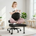 thumbnail image 6 of Lacoo Ergonomic Cross Legged Swivel Office Chair,ADHD & Meditation Chair with Retractable footrest,Adjustable Height with Back Support,PU Leather, Black, 6 of 7