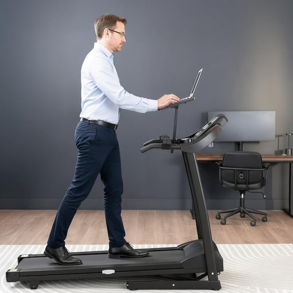 Wooden Laptop Treadmill Desk, Adjustable Ergonomic Notebook Mount Stand for Treadmills, Includes Mouse Pad and Wrist Support, Stand-TDML4