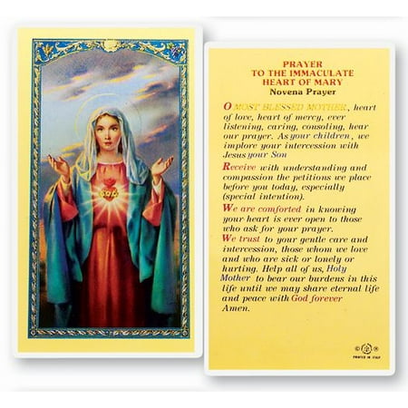 

Immaculate Heart of Mary Novena Laminated Catholic Prayer Holy Card with Prayer on Back Pack of 25