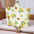 thumbnail image 5 of Yellow Lemon Fruit Sunflowers White Pattern Hooded Bath Towel，50"x30" for Ages 3 To 12 Kids, Quick Dry Lightweight Soft Microfiber Hood Beach Towel Cover Up for Kids, 5 of 7
