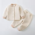 thumbnail image 2 of Loopsun Toddler Thermal Sets, Toddler Outfits Solid Round Neck Long Sleeve Top and Long Pants Fleece Lined Loungewear 2 Piece Set Khaki, 9-12 Months, 2 of 5