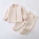 thumbnail image 1 of Cowsor Toddler Baby Fall Outfit Linen Long Sleeve Button Down PocketShirt Tops Striped Pants 2Pcs Clothes Set, 1 of 6