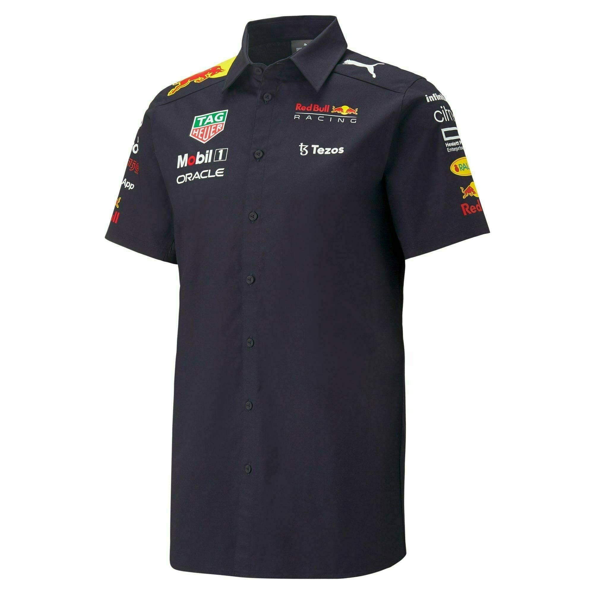 Red Bull Racing F1 Men's 2022 Team Button Up Shirt - Navy - Walmart.com