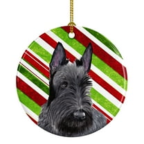Carolines Treasures SC9346-CO1 Scottish Terrier Candy Cane Holiday Christmas Ceramic Ornament, Multicolor