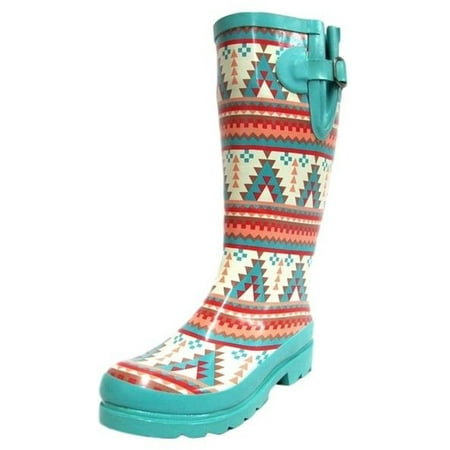 Blazin Roxx 58110-10 Womens Dakota Southwestern Round Toe Rain Boots, Multi Color - Size 10