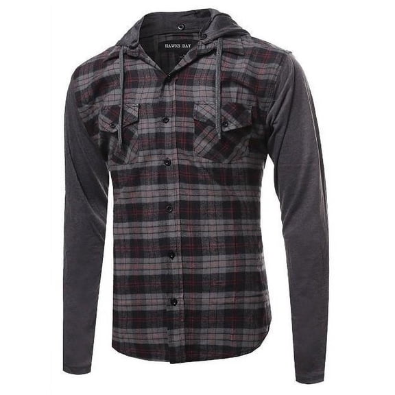 Lamoda Addict Small Charcoal Flannel Shirt with Detachable Hood
