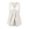thumbnail image 3 of Weikingp Women's Button Down Vest Office Work Formal Button Down Vest Women's Linen Suit Vest Business Casual Plus Size Vintage Waistcoat Button Down Plus Size Women's Sleeveless Vest Gray S, 3 of 5