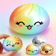 thumbnail image 6 of BESTSKY Jumbo Dumpling Squishies Stress Ball,Soft Tpr Squeeze Toy for Anxiety Relief,Realistic Baozi Pinching Toy for Office and Kids,3.3 Inch, 6 of 14