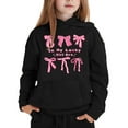 thumbnail image 3 of SonxaHe Big Girls Hoodie Bow Prints Long Sleeve Oversized Comfy Autumn Winter Hooded Sweatshirt Black,Sized 8-9, 3 of 3