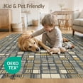 thumbnail image 4 of ODIKA 3'x5' Washable Area Rug Non-Slip, Flatweave, Easy Care Patchwork Squares With Abstract Spotted Accents Cowhide Geometric Refined for Hallway, Laundry Room, 4 of 7