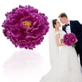 thumbnail image 2 of Artificial Silk Peony Head Flowers Bouquet - Realistic and Vibrant for Bridal Wedding Table Centerpiece, Valentine's Day, Home Living room Decor, Real-Like Peony Flowers, 1Pc(Purple,6.7x6.7"), 2 of 9