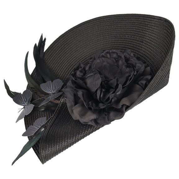 EXHUMKY Fascinator Straw Hat Fabric 1Pack Elegant Headwear