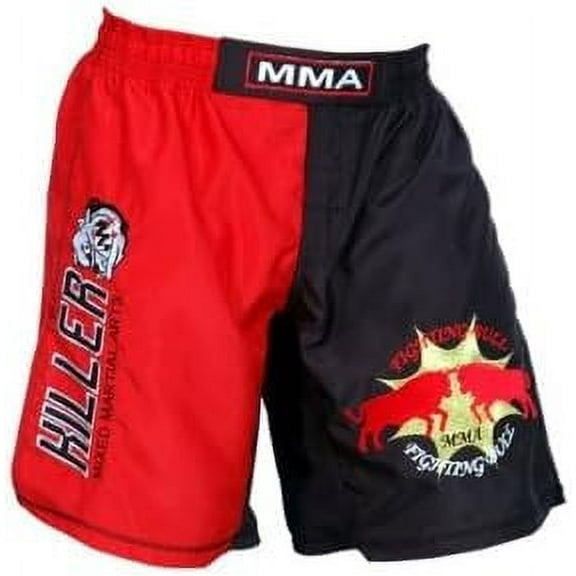 Woldorf MMA Short in Polyester 2 Tone Fabric with Embroidered Logo Size L Grappling Shorts, Kickboxing Shorts, Fighting Shorts, Muay Thai Training Shorts