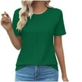 thumbnail image 1 of Timegard Hauts d'Été pour Femmes Col Rond Manches Courtes Tunique Plissée Confortable T-Shirt Décontracté Chic 2024, 1 of 4