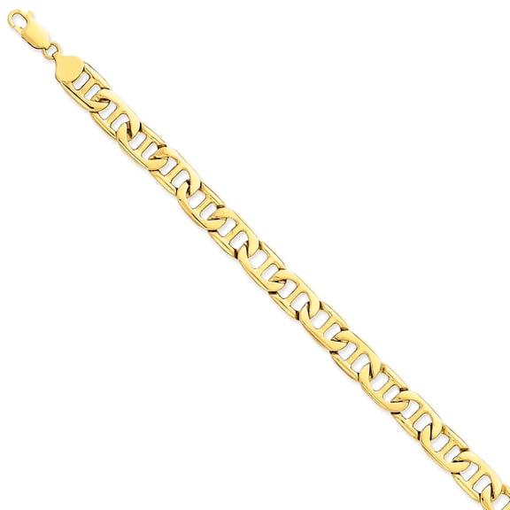 14K Yellow Gold 8.75mm Solid Hand-Polished Anchor Link Bracelet