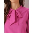 thumbnail image 5 of DARING DIVA Women's Bow Tie Neck Tops Long Sleeve Business Work Blouse XS Hot Pink, 5 of 6