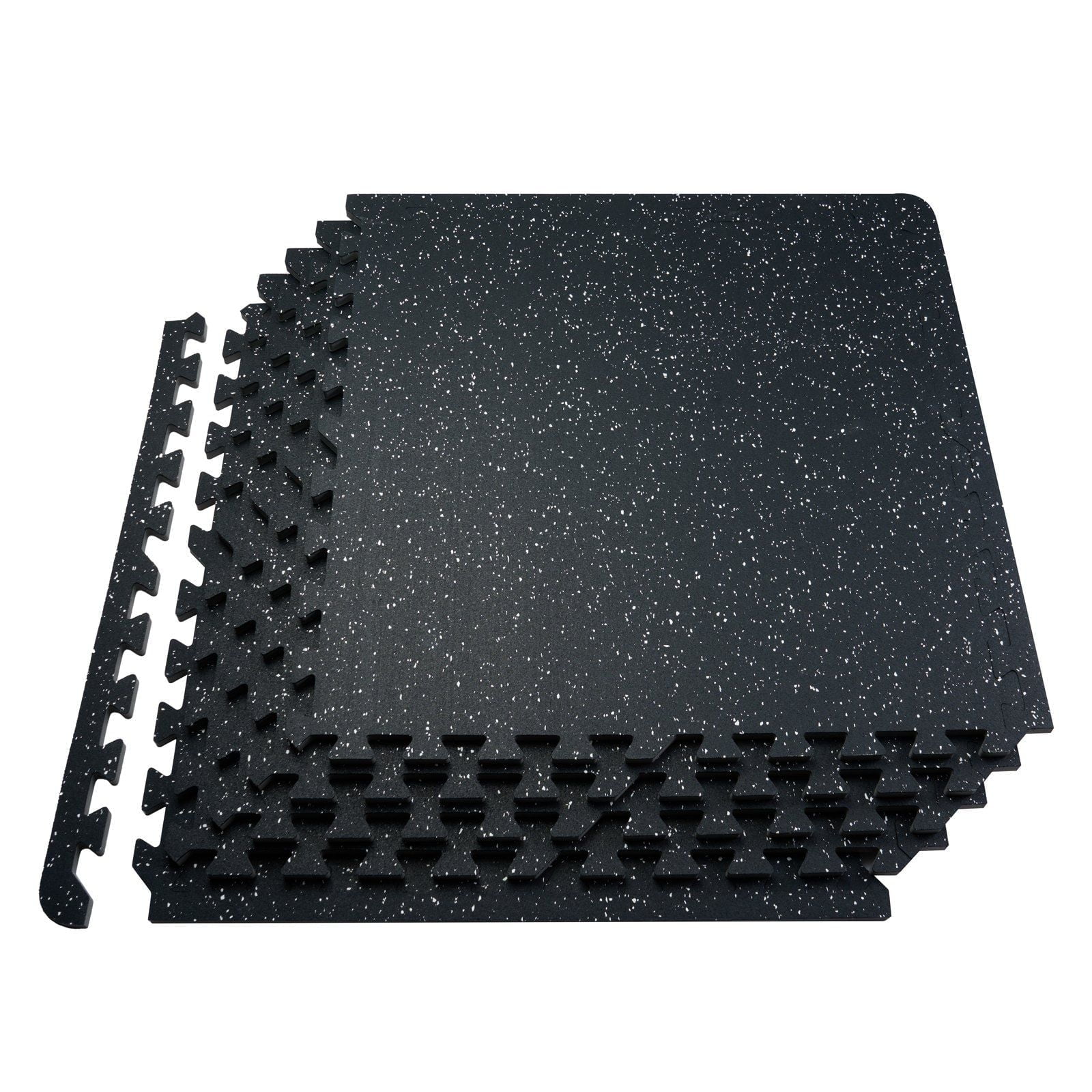 12-Pack 0.56" Thick Interlocking Gym Floor Mats, 24"x24" EVA Foam & Rubber Top, 48 sq.ft Coverage, Waterproof Exercise Mats for Home Gym, Garage, Black & White