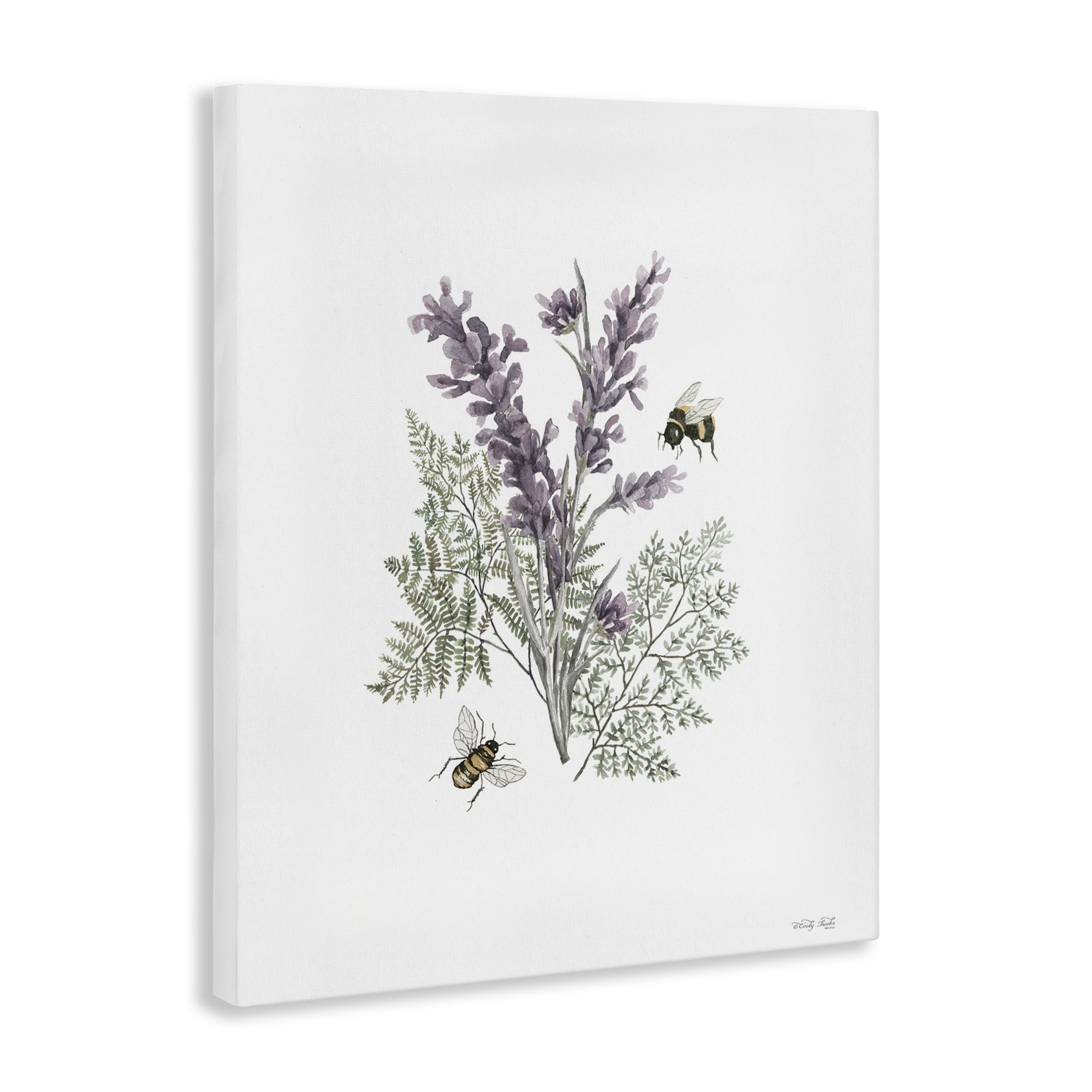 Stupell Industries Bumble Bees & Lavender Animals & Insects Painting Gallery Wrapped Canvas Art Print Wall Art, 36 x 48