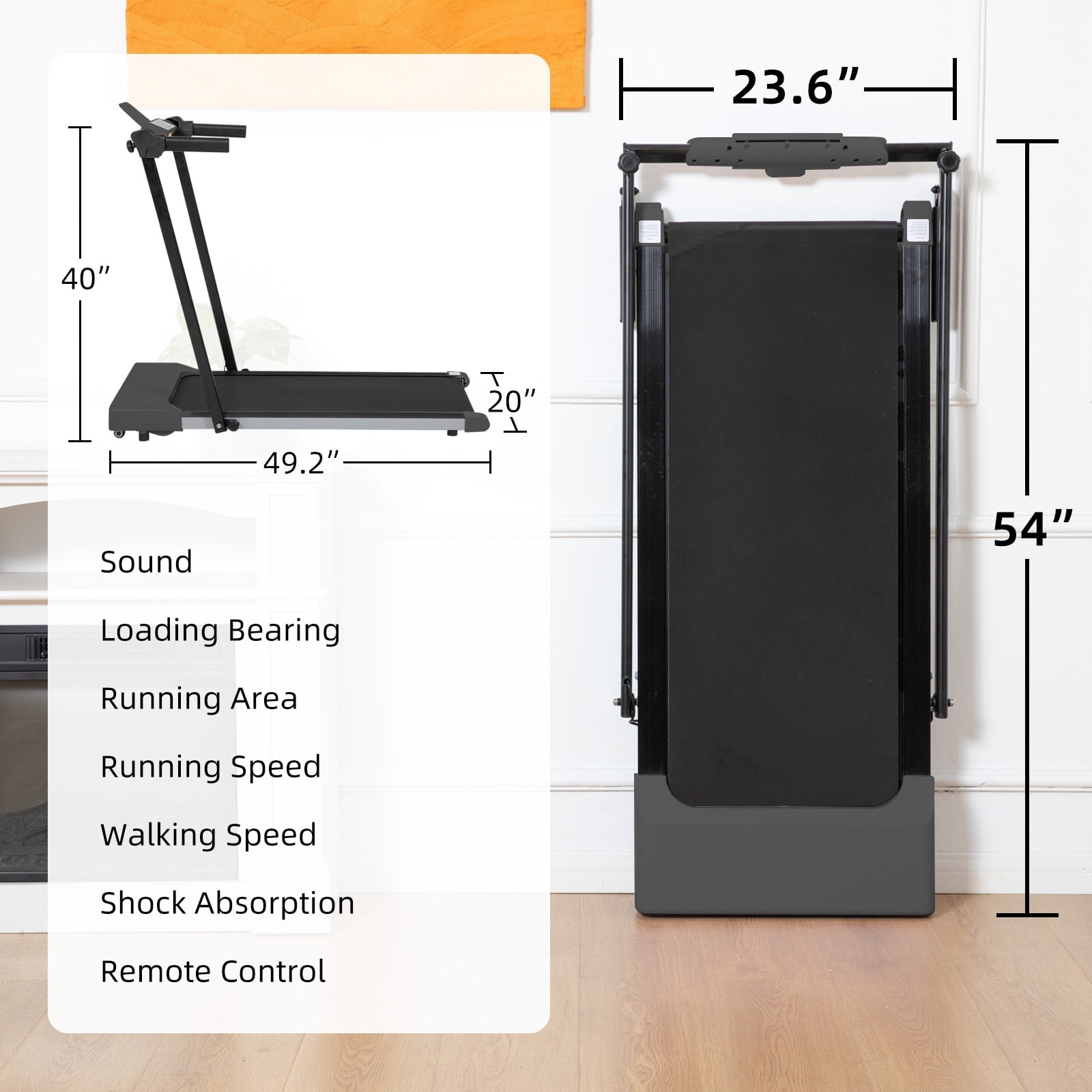 Ambifirner 2 in 1 Folding Treadmills for Home, 3.0HP Powerful and Quiet Under Desk Treadmill