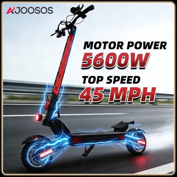 AJOOSOS X100 Dual Motor Electric Scooter 5600W, 45 mph Max Speed, 50 Miles Range, 10" All-Terrain Tires, Foldable Electric Scooters for Adults