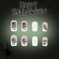 thumbnail image 4 of 24 uñas postizas cuadradas medianas de acrílico con diseño de telaraña para Halloween para mujer., 4 of 5