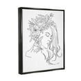 thumbnail image 2 of Stupell Industries Woman Face Detailed Blossoming Flowers Line Drawing Graphic Art Jet Black Floating Framed Canvas Print Wall Art, Design by Ziwei Li, 2 of 5
