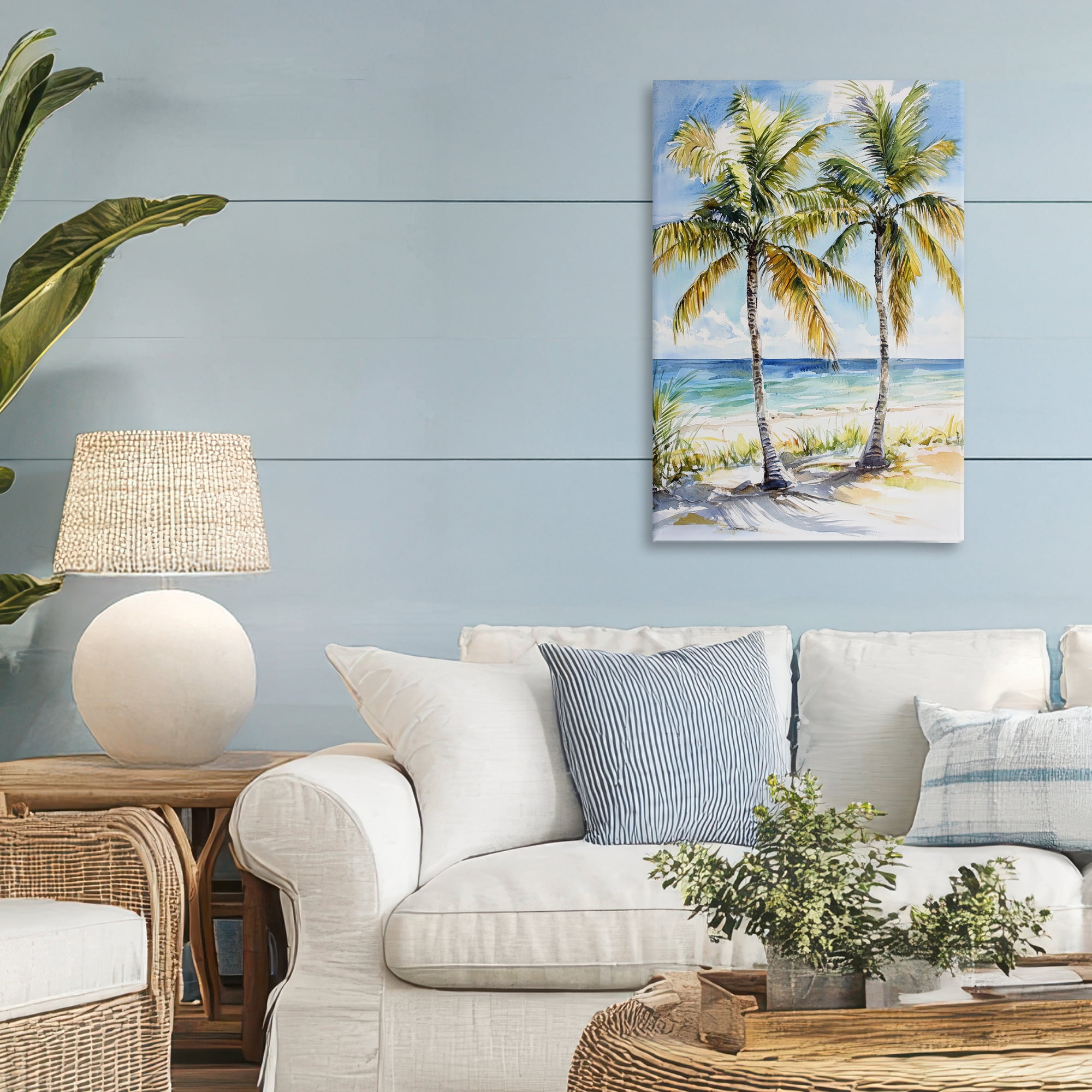 Stupell Industries Sandy Palms Duo Ocean View Canvas Wall Art, design by Petal Prints Design