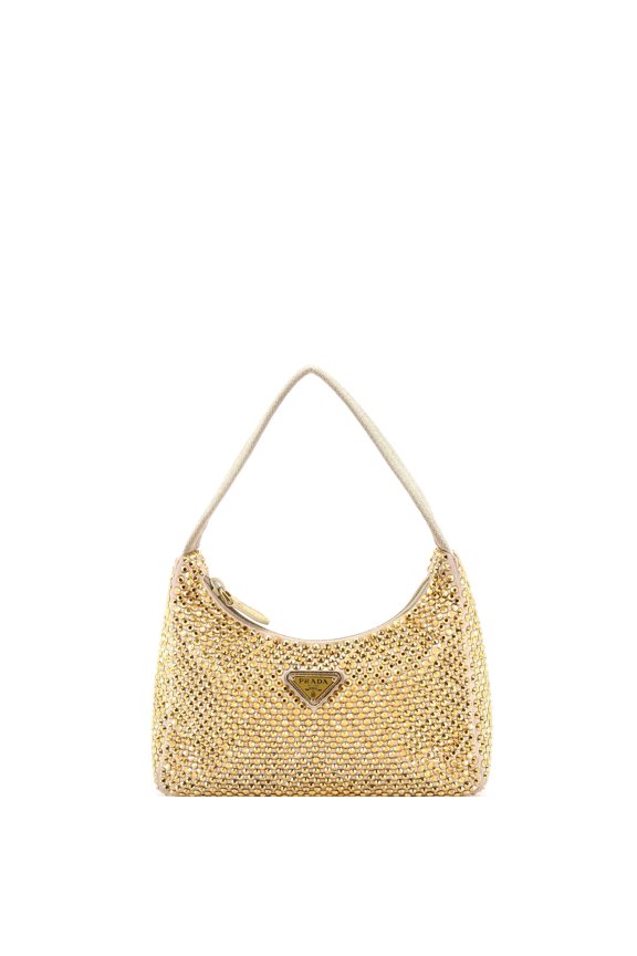 Pre-Owned Re-Edition 2000 Hobo Crystal Embellished Satin Mini By Rebag