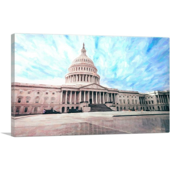 ARTCANVAS Washington DC Capitol Building Canvas Art Print - Size: 26" x 18" (0.75" Deep)