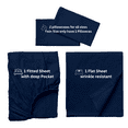 thumbnail image 3 of Comfy Bamboo World 9900 Series 100gsm Embroidered Bedsheets Sheet Set, Twin Size, Navy, 3 of 3