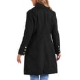 thumbnail image 3 of INSPIRE CHIC Pea Coat for Women's Notched Lapel Double Breasted Mid Long Winter Warm Coats Black 2XL, 3 of 5
